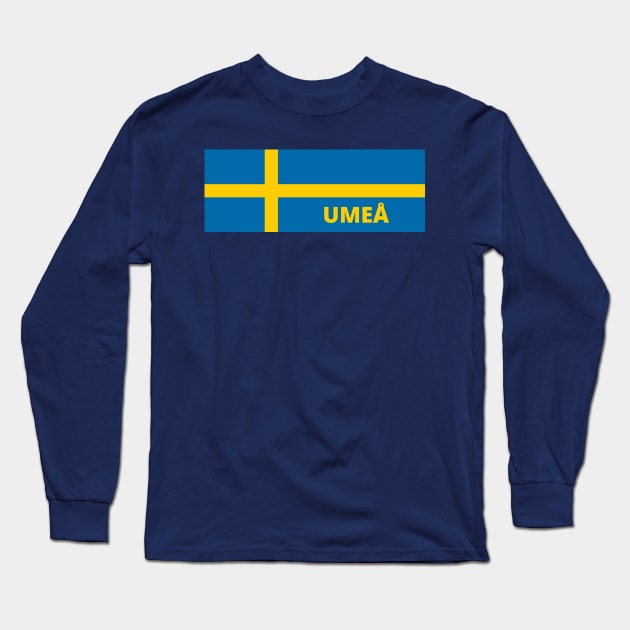 Umeå City in Swedish Flag Long Sleeve T-Shirt by aybe7elf